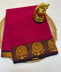 Kanchi cotton saree Pink  saree Contrast Purple  Border  - KCKCS0024