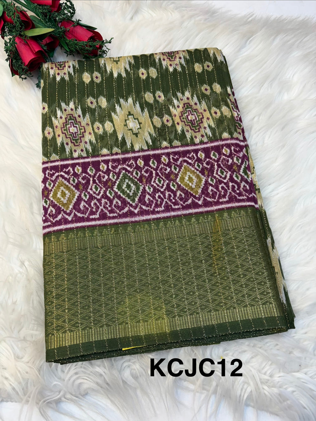 Fancy cotton blend saree with blouse and budget-friendly pricing (KCJC12)