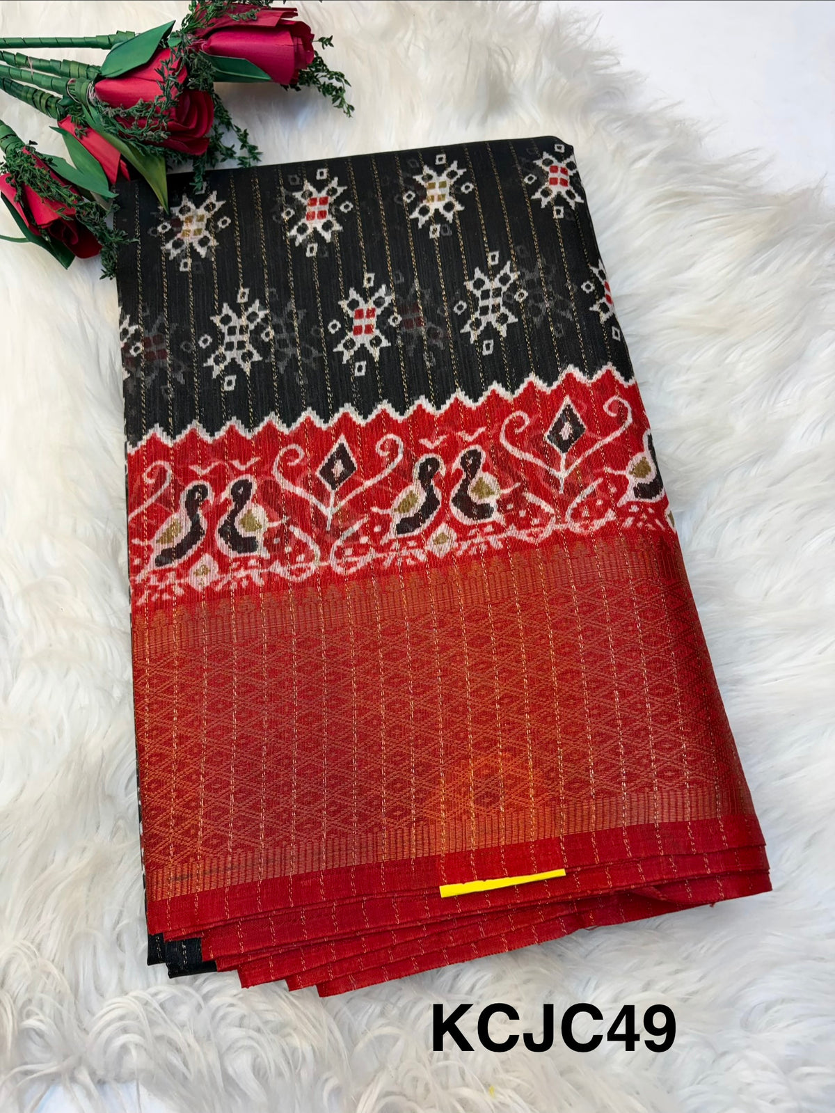Fancy cotton blend saree with blouse and budget-friendly pricing (KCJC49)