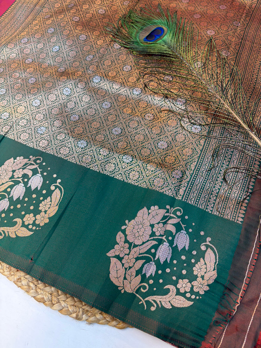 Soft Silk Saree Maroon  Colour With Dark Green Border -(KCSSS01)