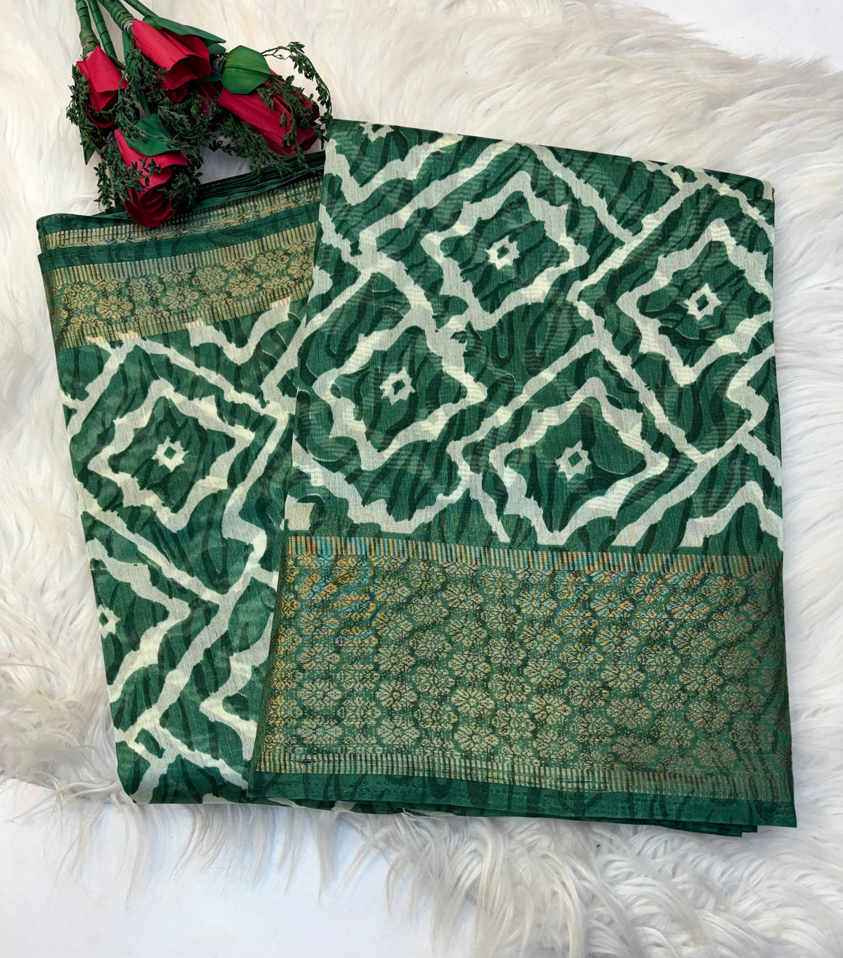 Fancy cotton blend saree with blouse and budget-friendly pricing (KCJC07)