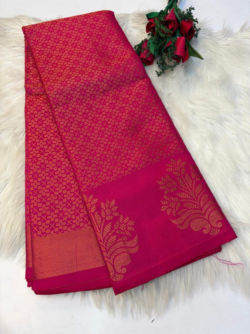 Banarasi Semi Silk Saree  Rani pink -(KCSS54)
