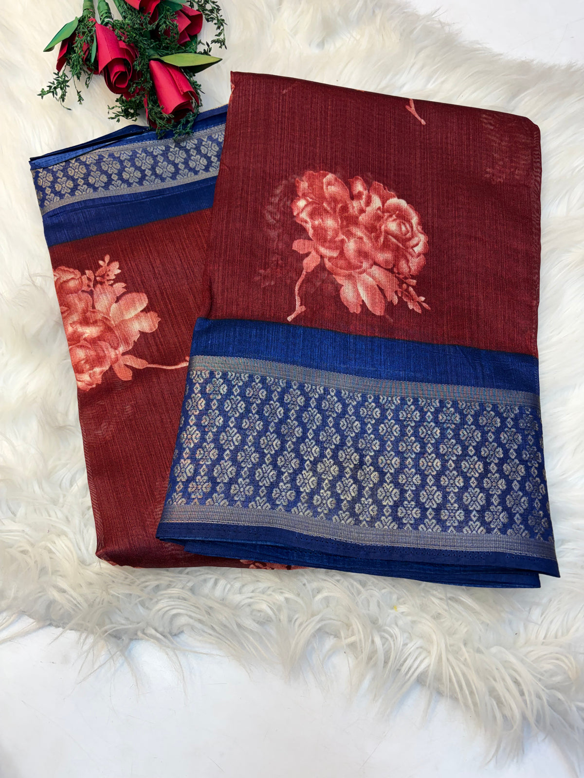 Fancy cotton blend saree with blouse and budget-friendly pricing (KCJC33)