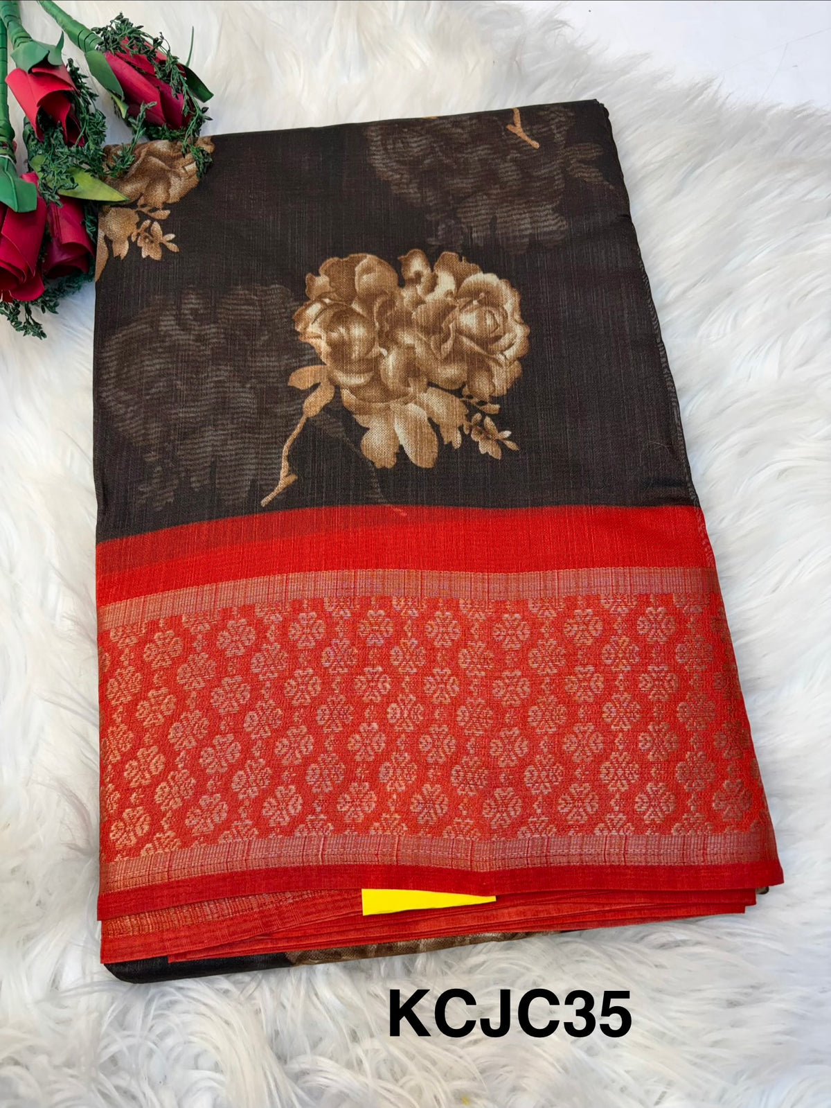 Fancy cotton blend saree with blouse and budget-friendly pricing (KCJC35)