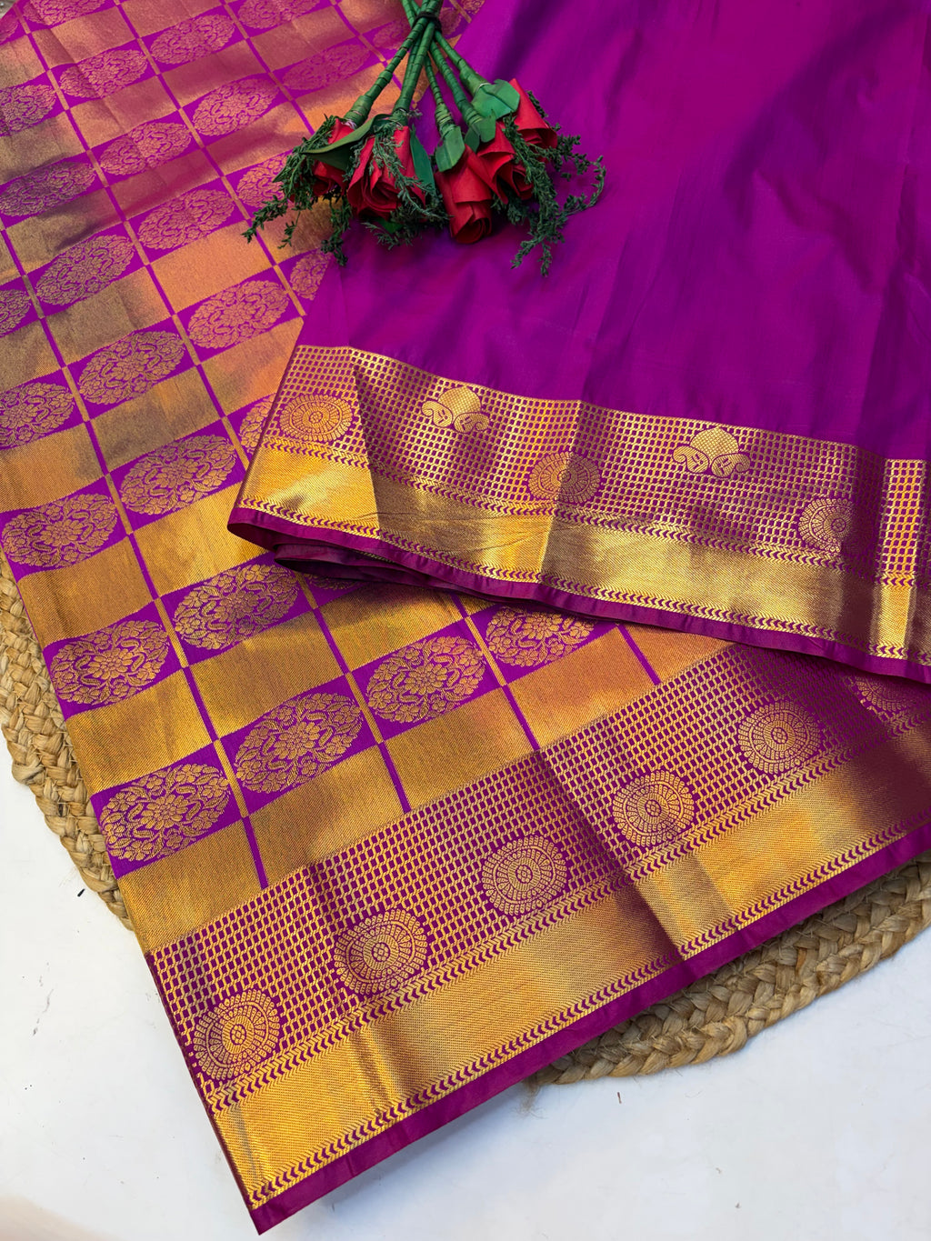 Silk Saree Pattu Dark Violet With Purple Border -(KCSSP006)