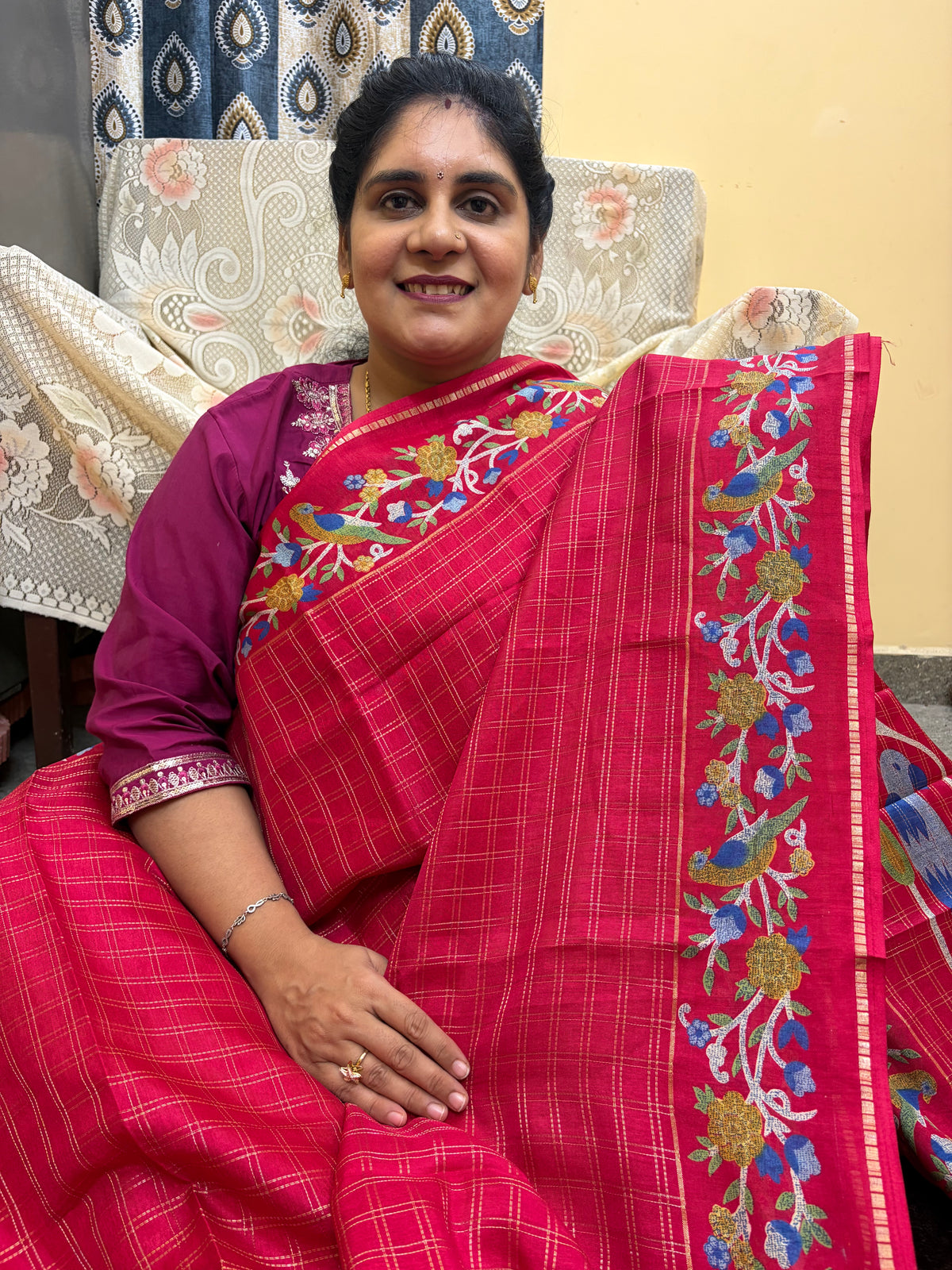 Mangalgiri Mix Cotton Saree with blouse (KCFCS03) (Copy)