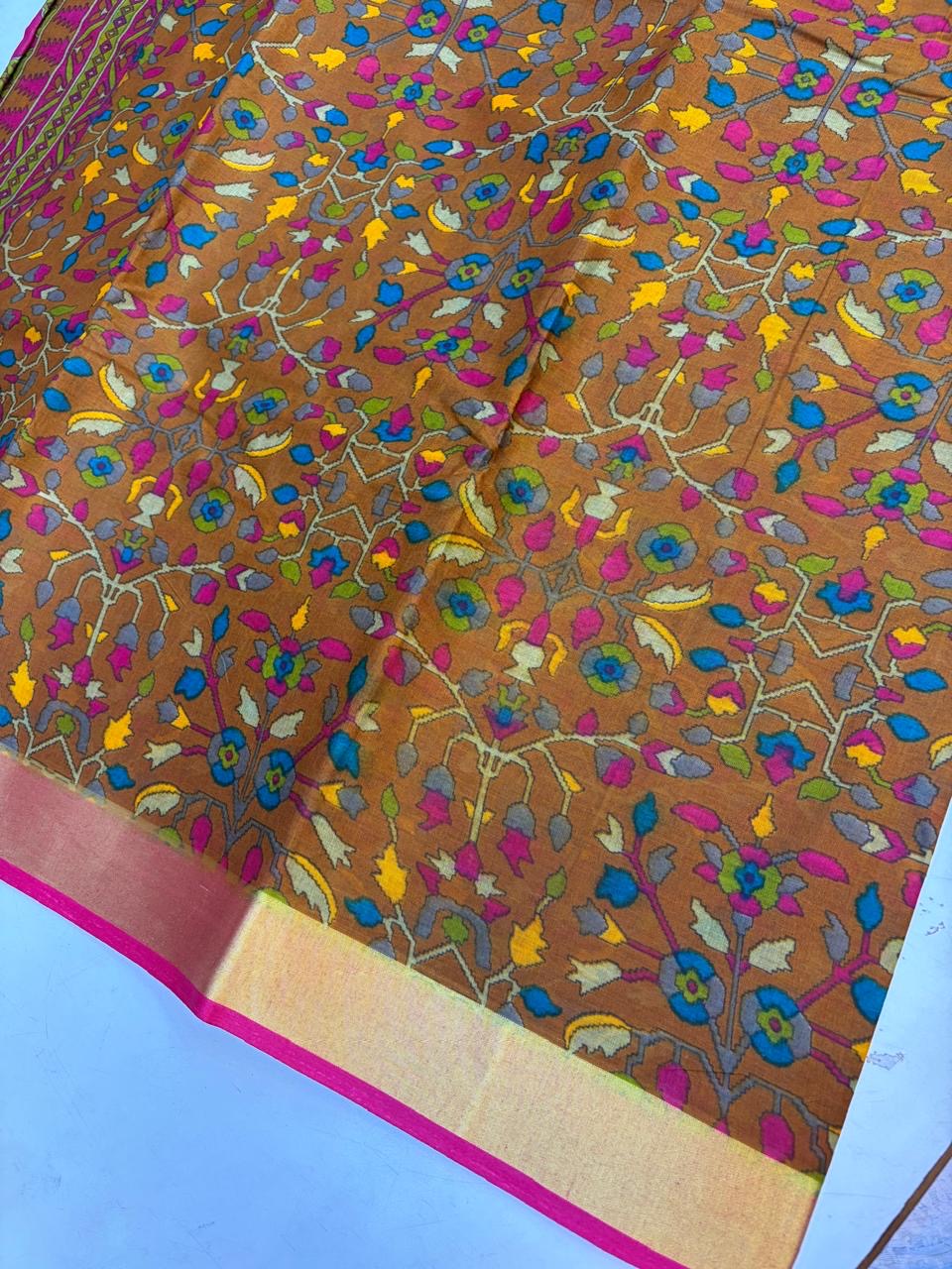 Karishma Cotton Saree with Blouse and Gorgeous look.(KCKC16)