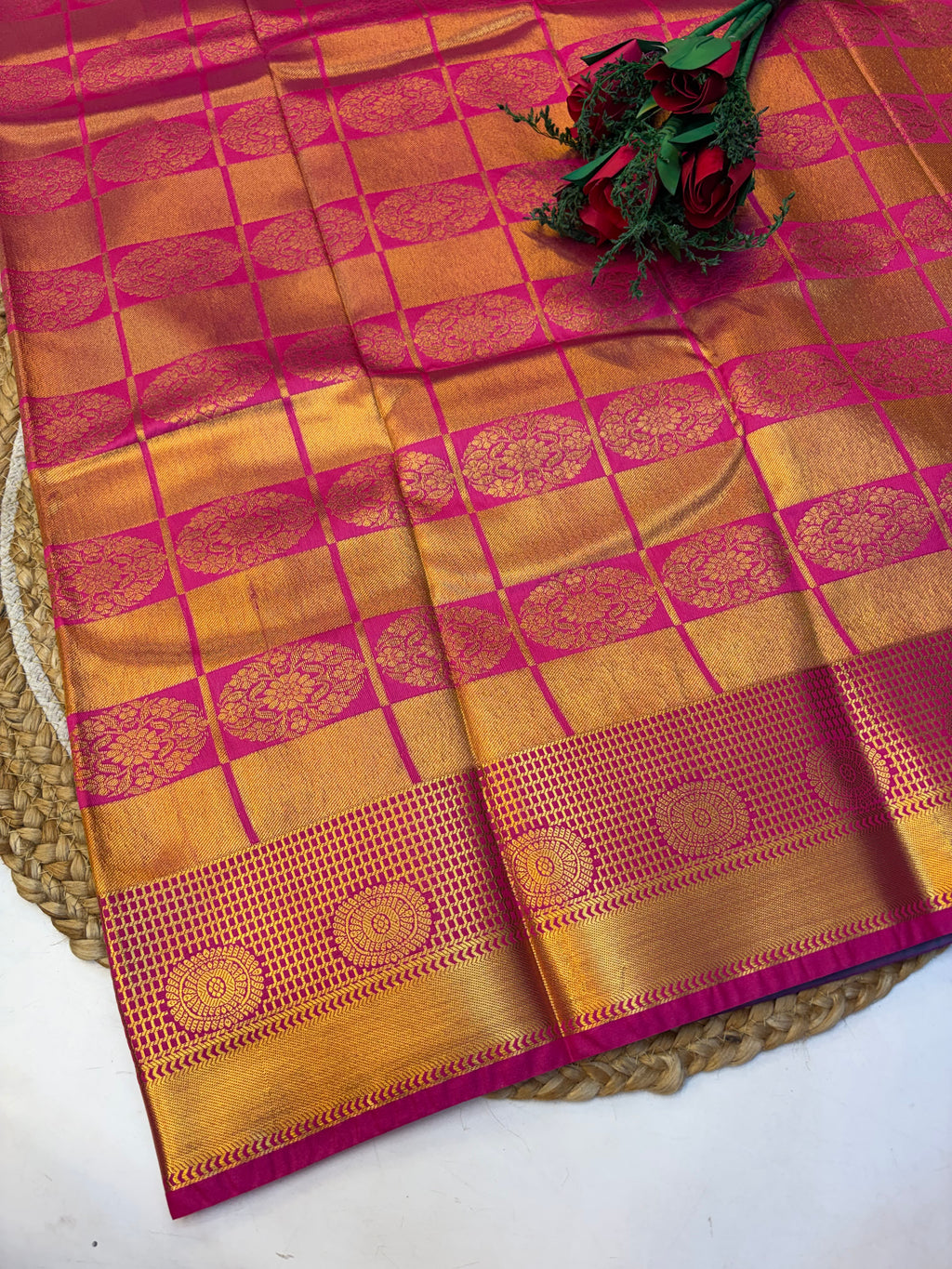 Silk Saree Pattu Pastel Green (Olive) With Purple Border  -(KCSS007)