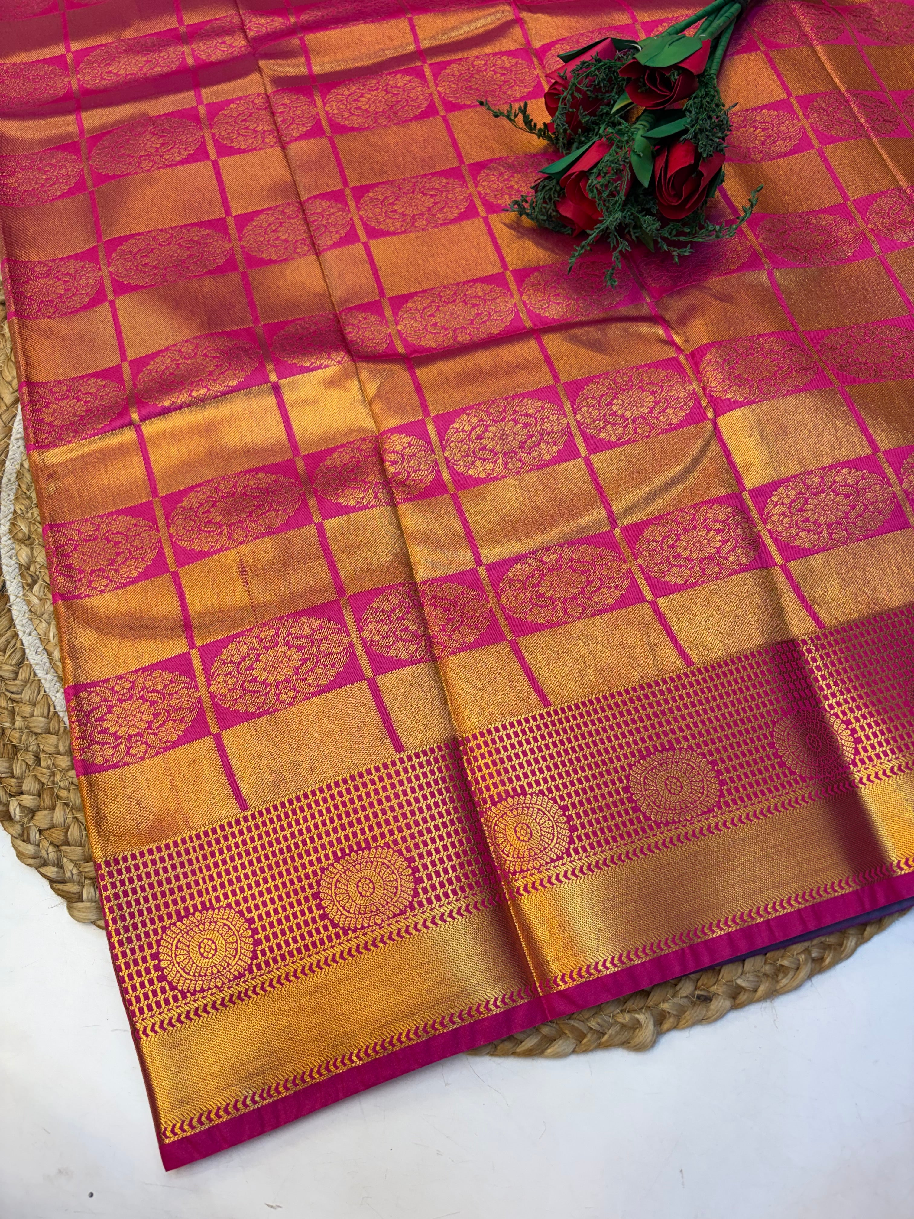 Silk Saree Pattu Pastel Green (Olive) With Purple Border  -(KCSS007)