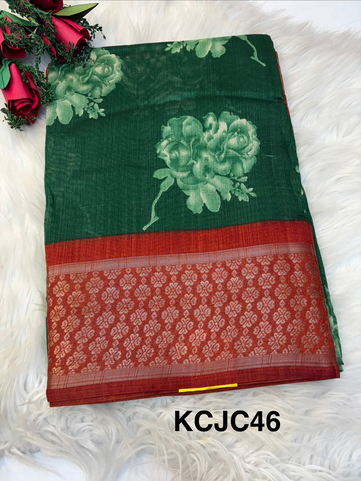Fancy cotton blend saree with blouse and budget-friendly pricing (KCJC46)