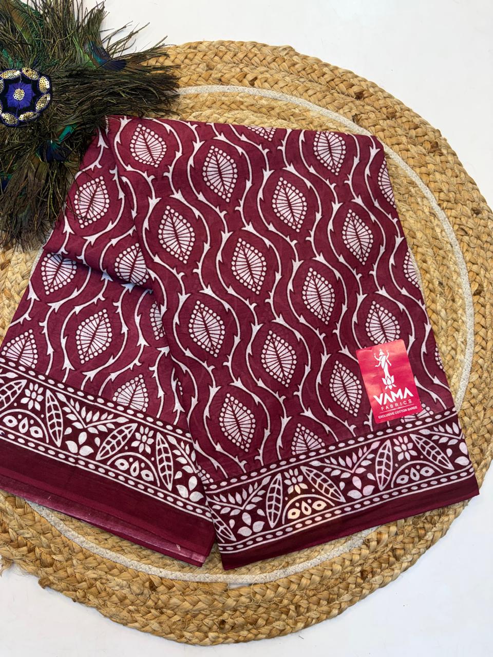 Bagru Cotton Saree with 1M Separate Blouse.(KCBCS0028)