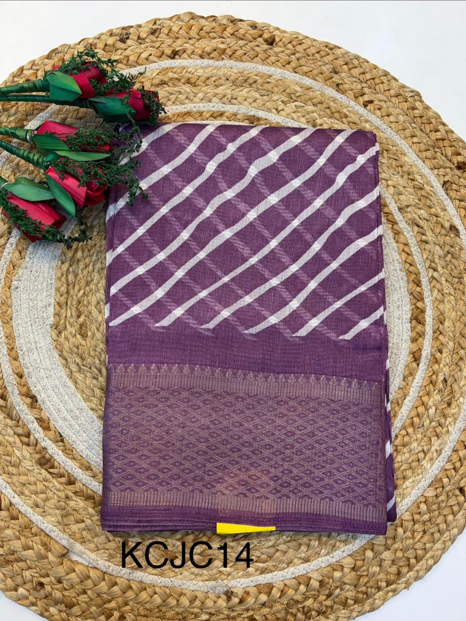 Fancy Cotton Blend Saree With Blouse, Fabulous Look and Budget-friendly pricing.(KCJC14)
