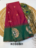 Soft Silk Saree Maroon  Colour With Dark Green Border -(KCSSS01)