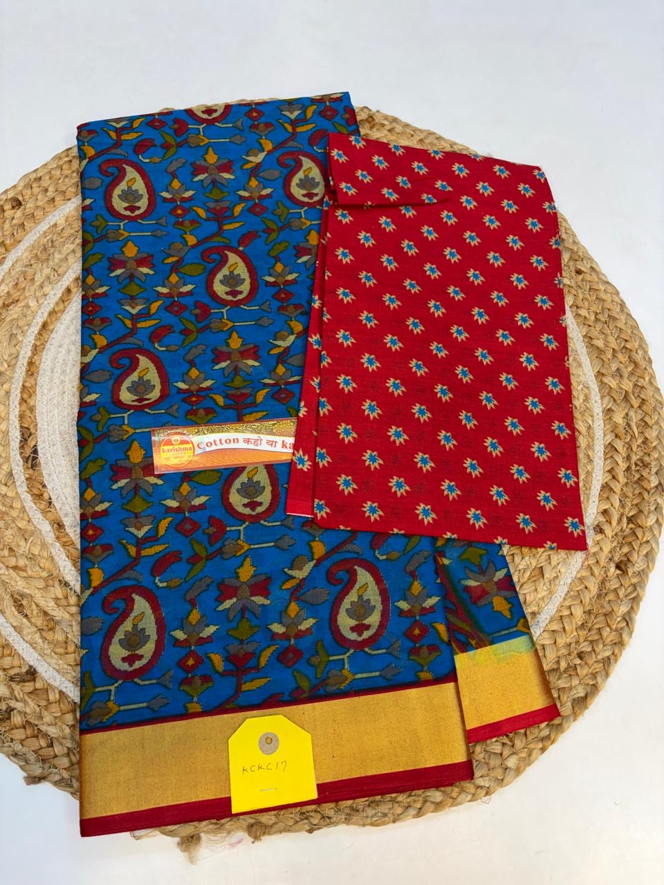 Karishma Cotton Saree with Blouse and Gorgeous look.(KCKC17)