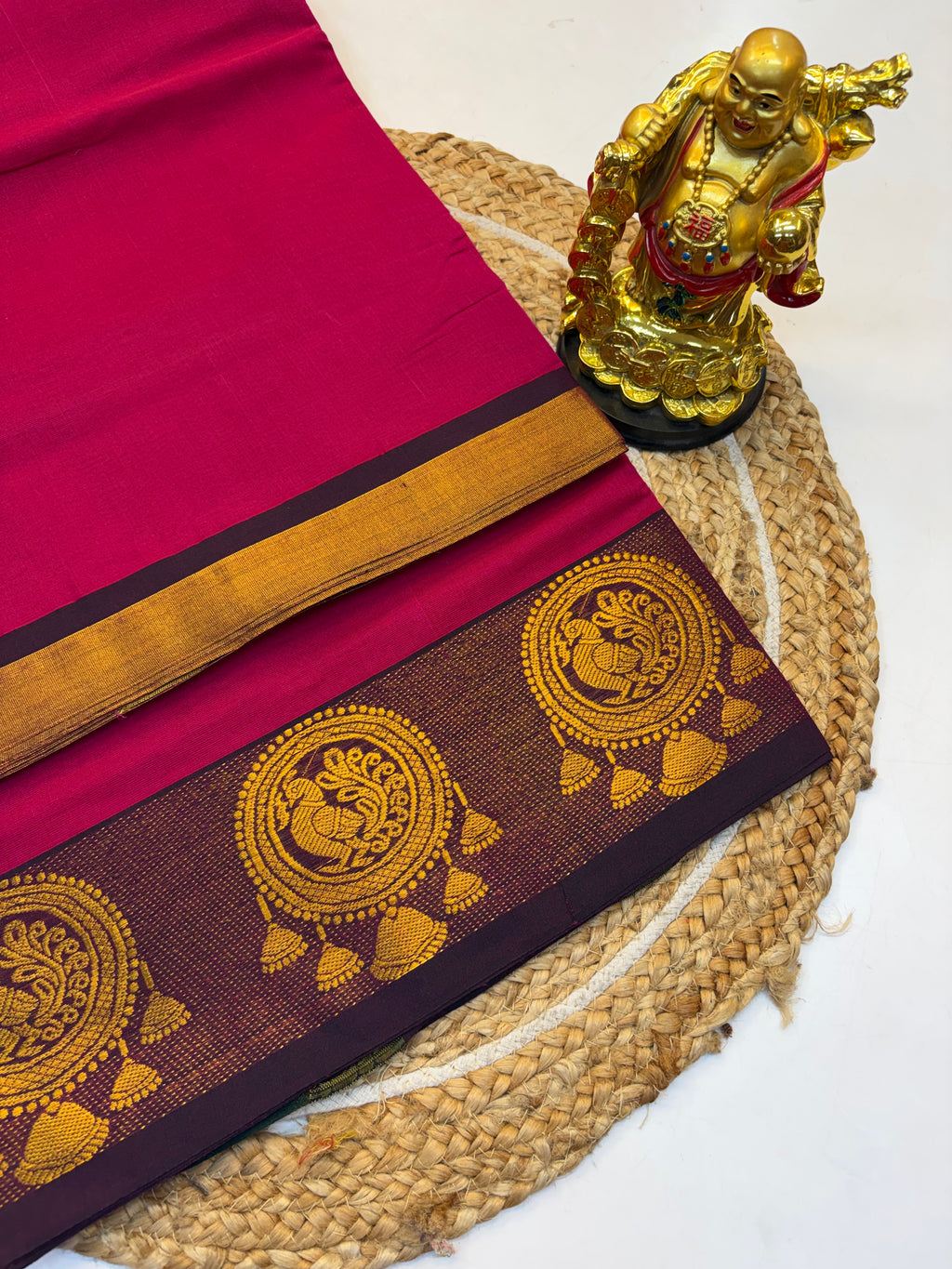 Kanchi cotton saree Pink  saree Contrast Purple  Border  - KCKCS0024
