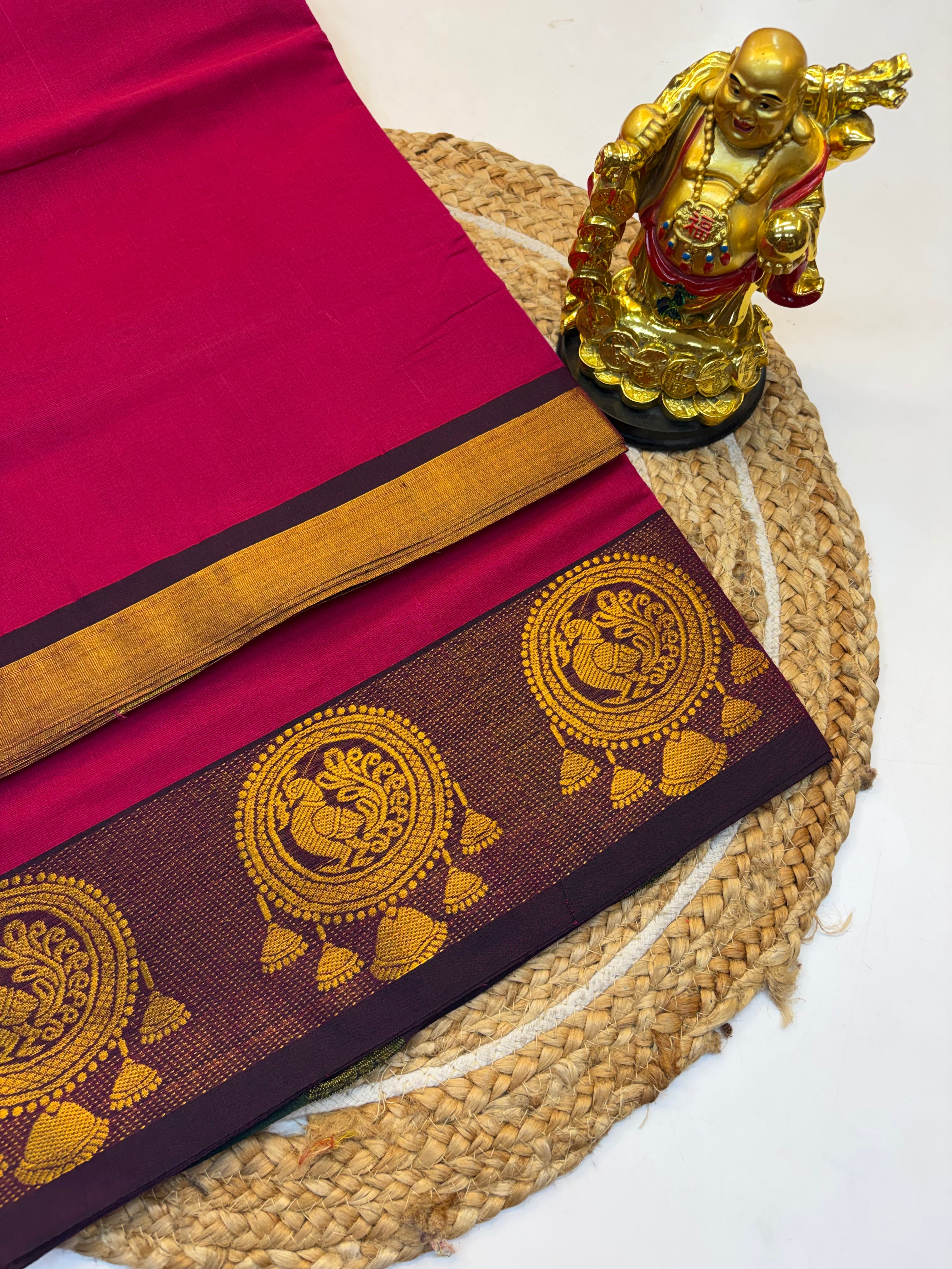 Kanchi cotton saree Pink  saree Contrast Purple  Border  - KCKCS0024