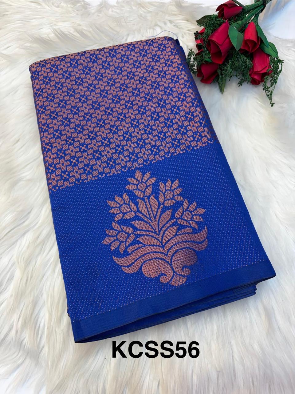 Banarasi Semi Silk Saree Royal Blue -(KCSS56)