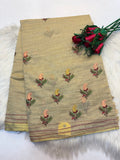 Lenin Embroidery saree Light Ellaich colour- KCLB003