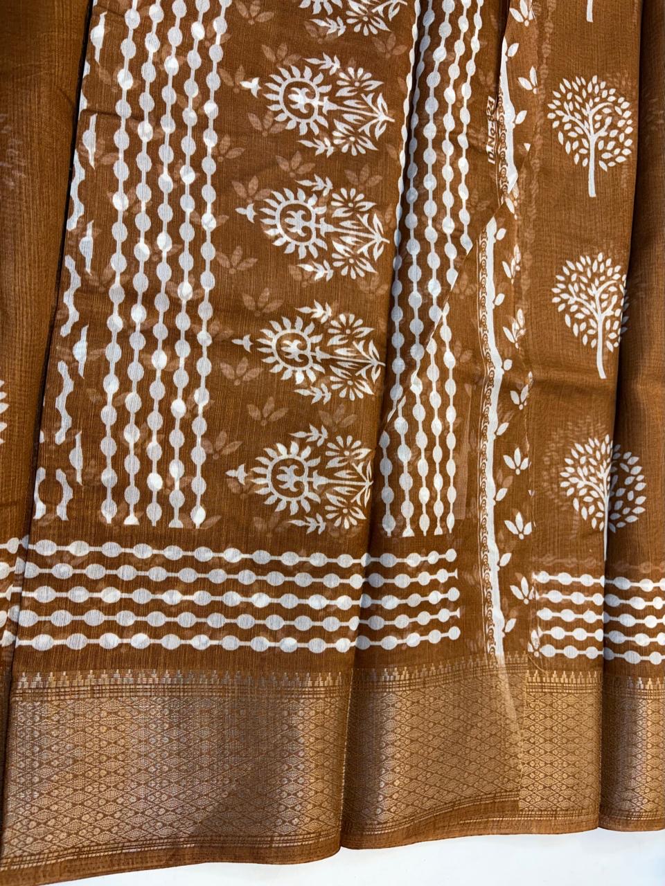 Fancy Cotton Blend Saree With Blouse, Fabulous Look and Budget-friendly pricing.(KCJC18)