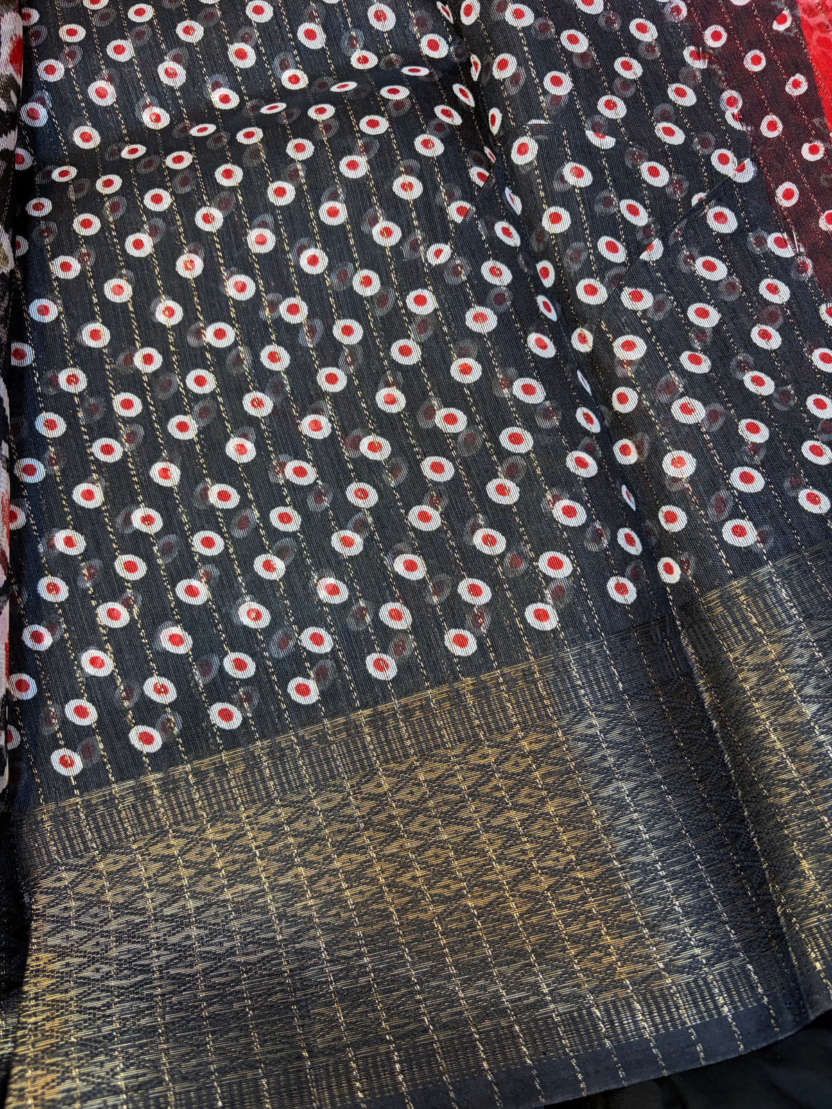 Fancy cotton blend saree with blouse and budget-friendly pricing (KCJC45)