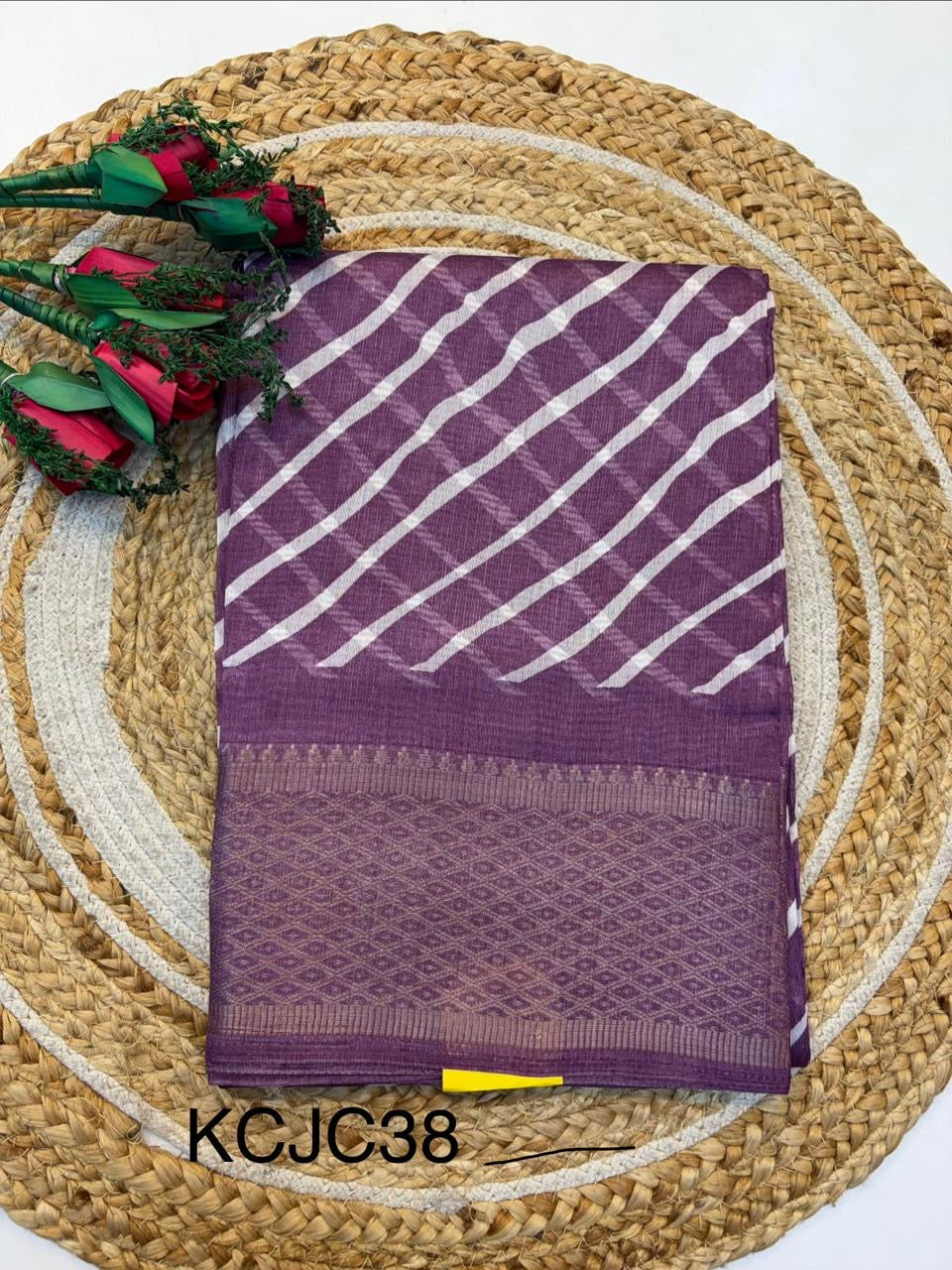 Fancy Cotton Blend Saree With Blouse, Fabulous Look and Budget-friendly pricing.(KCJC38)