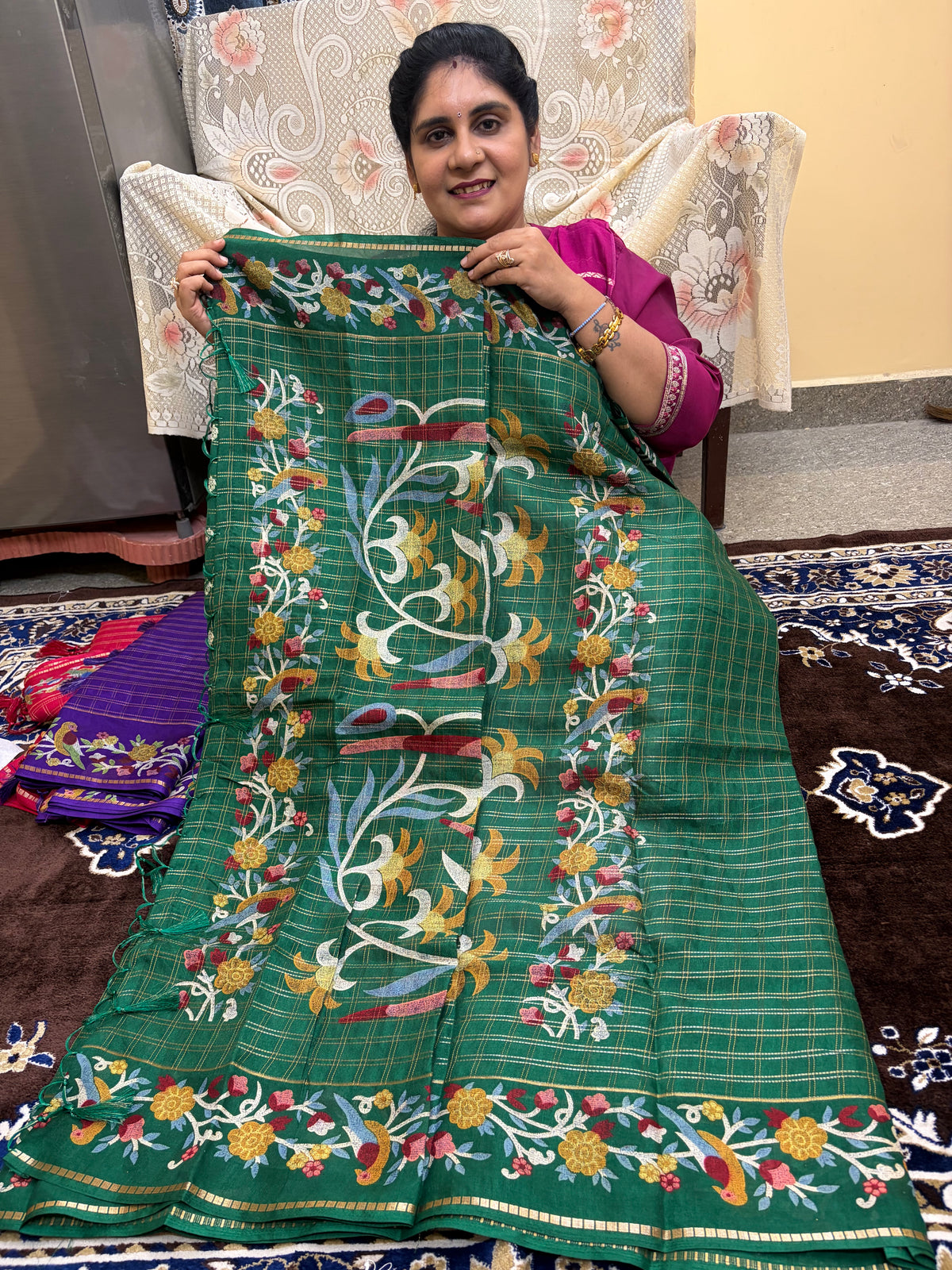Mangalgiri Mix Cotton Saree with blouse (KCFCS01) (Copy)