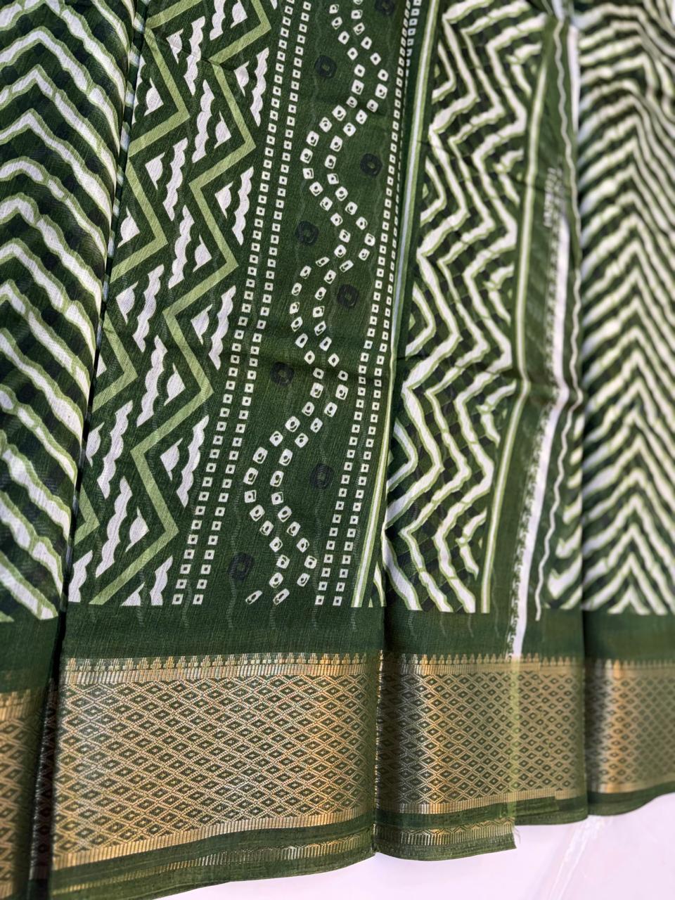 Fancy Cotton Blend Saree With Blouse, Fabulous Look and Budget-friendly pricing.(KCJC06)