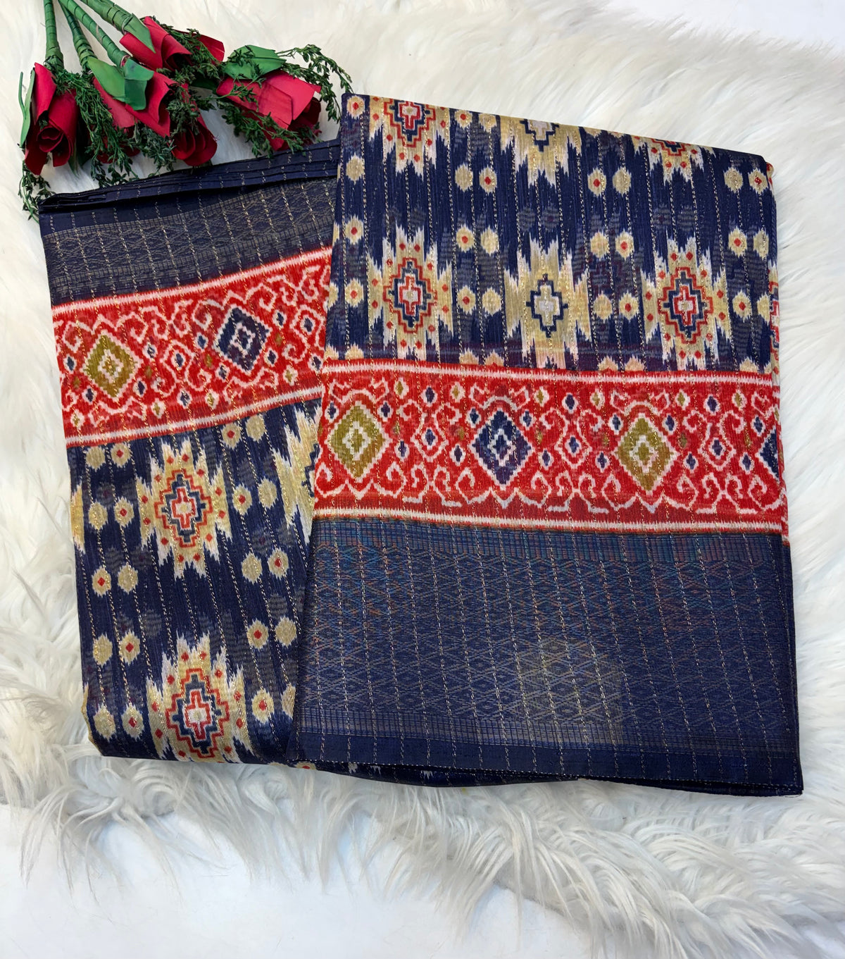 Fancy cotton blend saree with blouse and budget-friendly pricing (KCJC08)