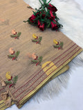 Lenin Embroidery saree Light Pastel Creamish colour- KCLB002