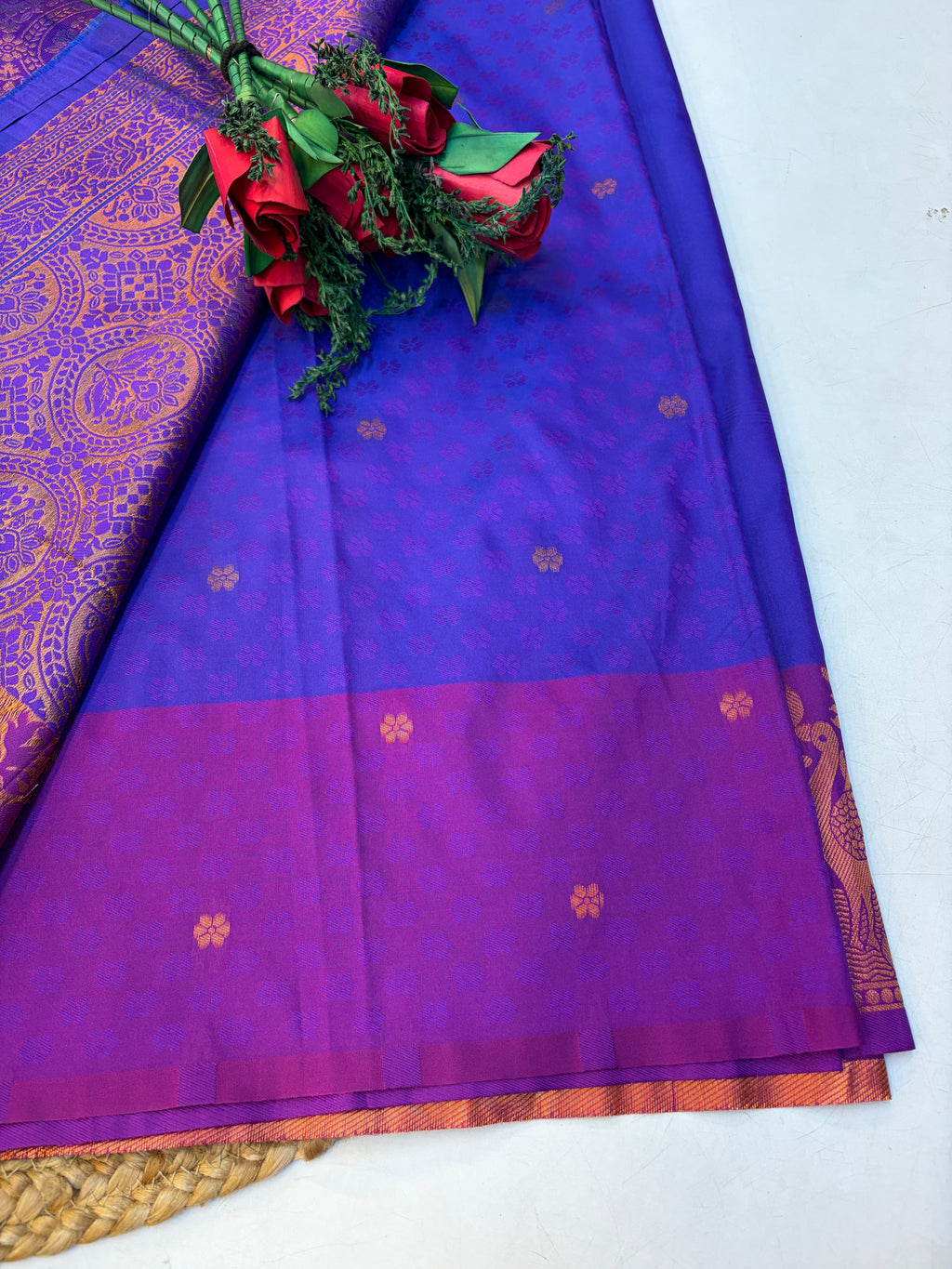 Soft Silk Saree Royal Blue Colour With Purple Border -(KCSSS19)