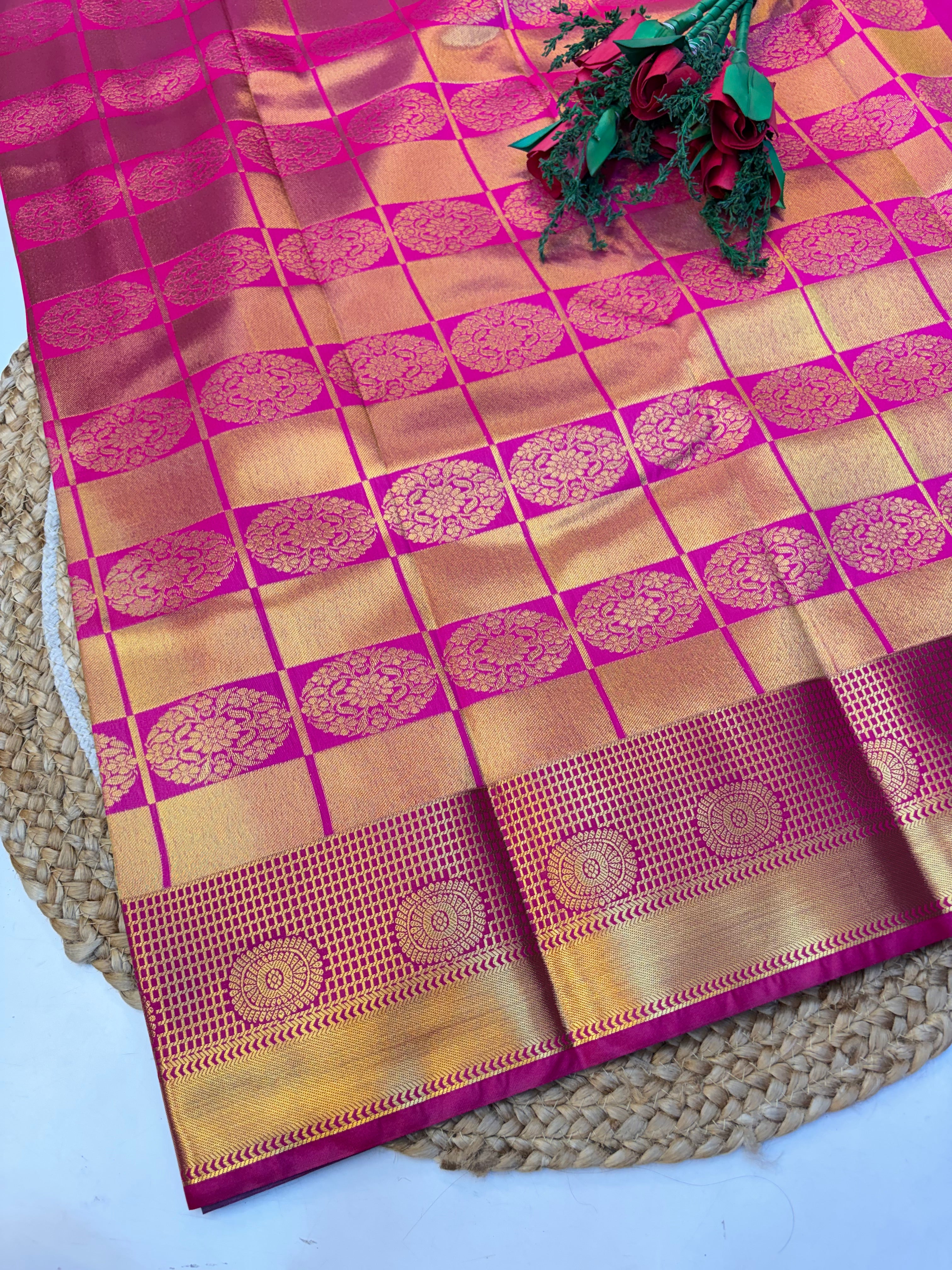 Silk Saree Pattu Sea Green With Purple Border - (KCSSP005)