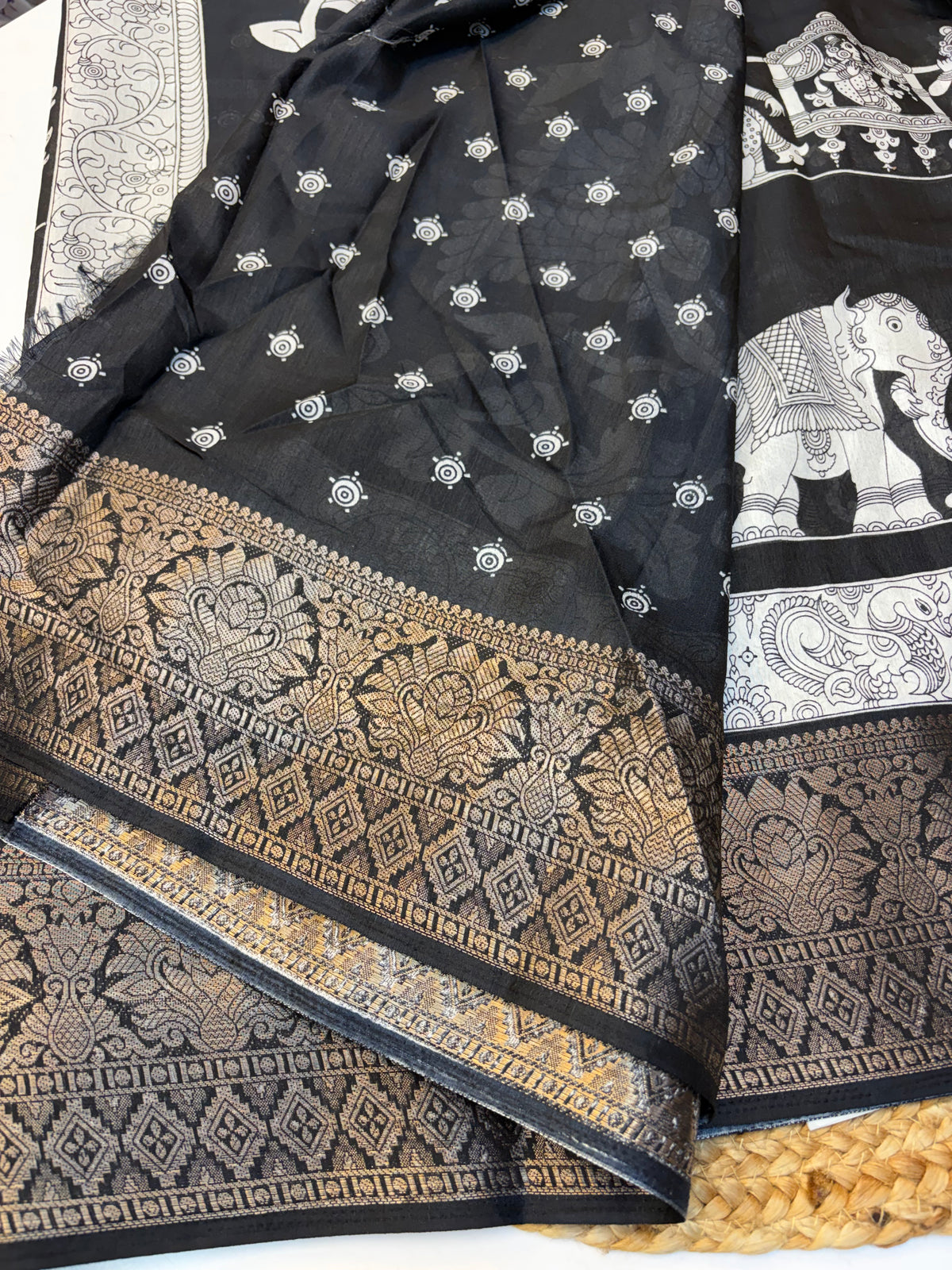 Kalamkari Dola Silk Saree with Blouse and Fabulous Look.(KCBKS24)