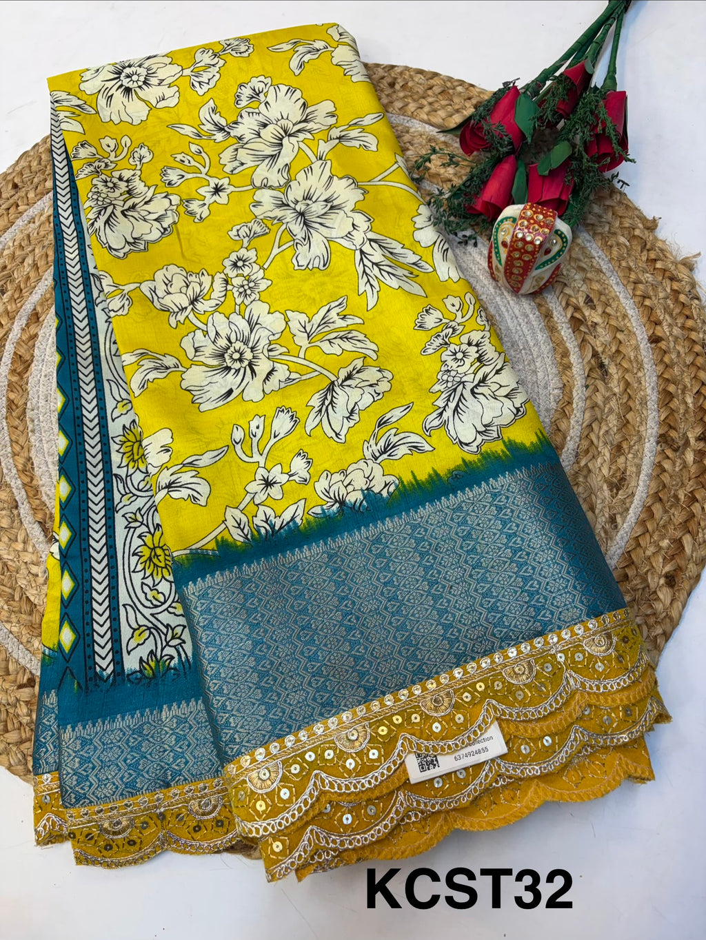 Fancy Dola Silk Saree with Blouse and Fabulous Look.(KCST32)