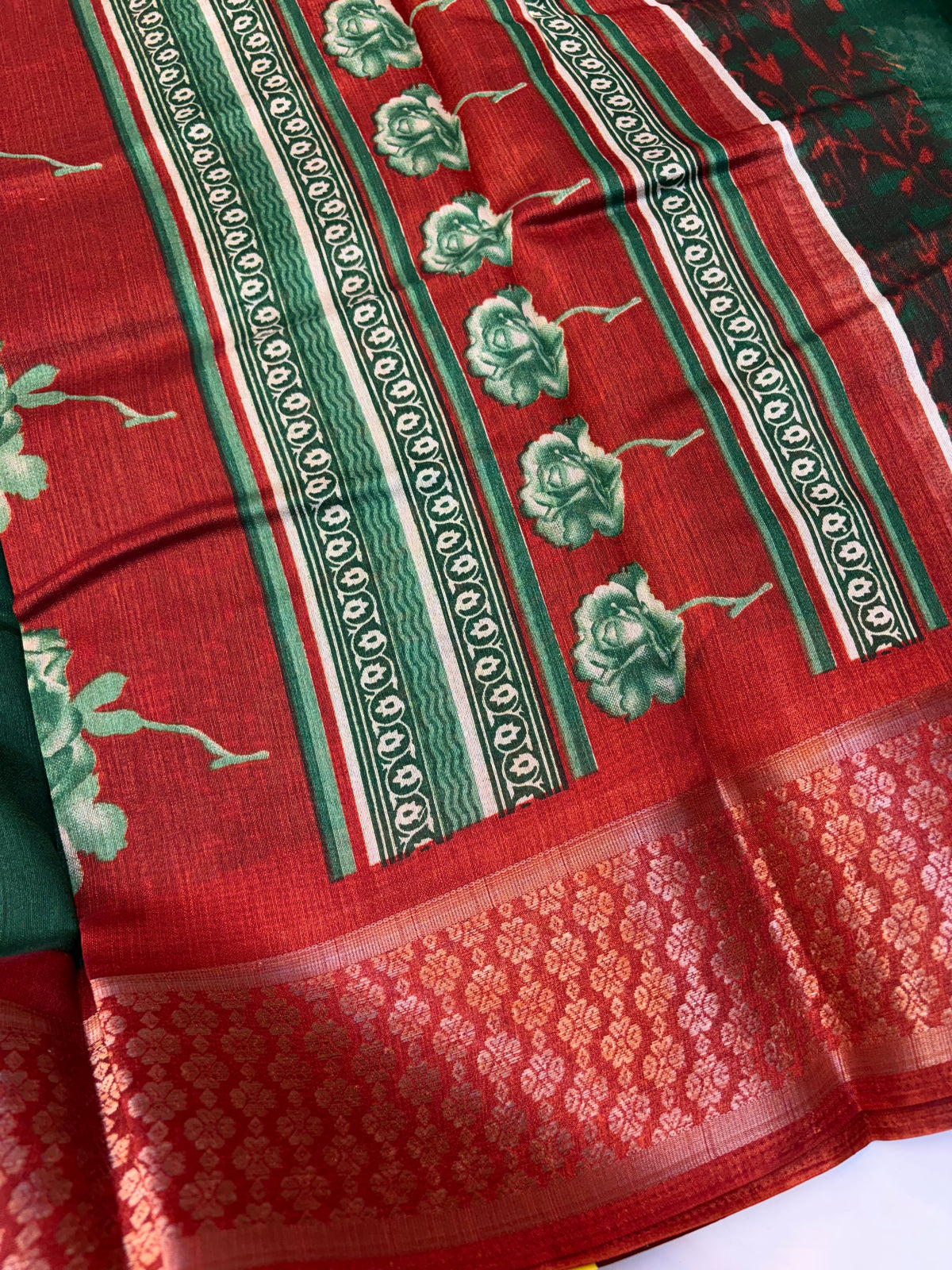 Fancy cotton blend saree with blouse and budget-friendly pricing (KCJC46)
