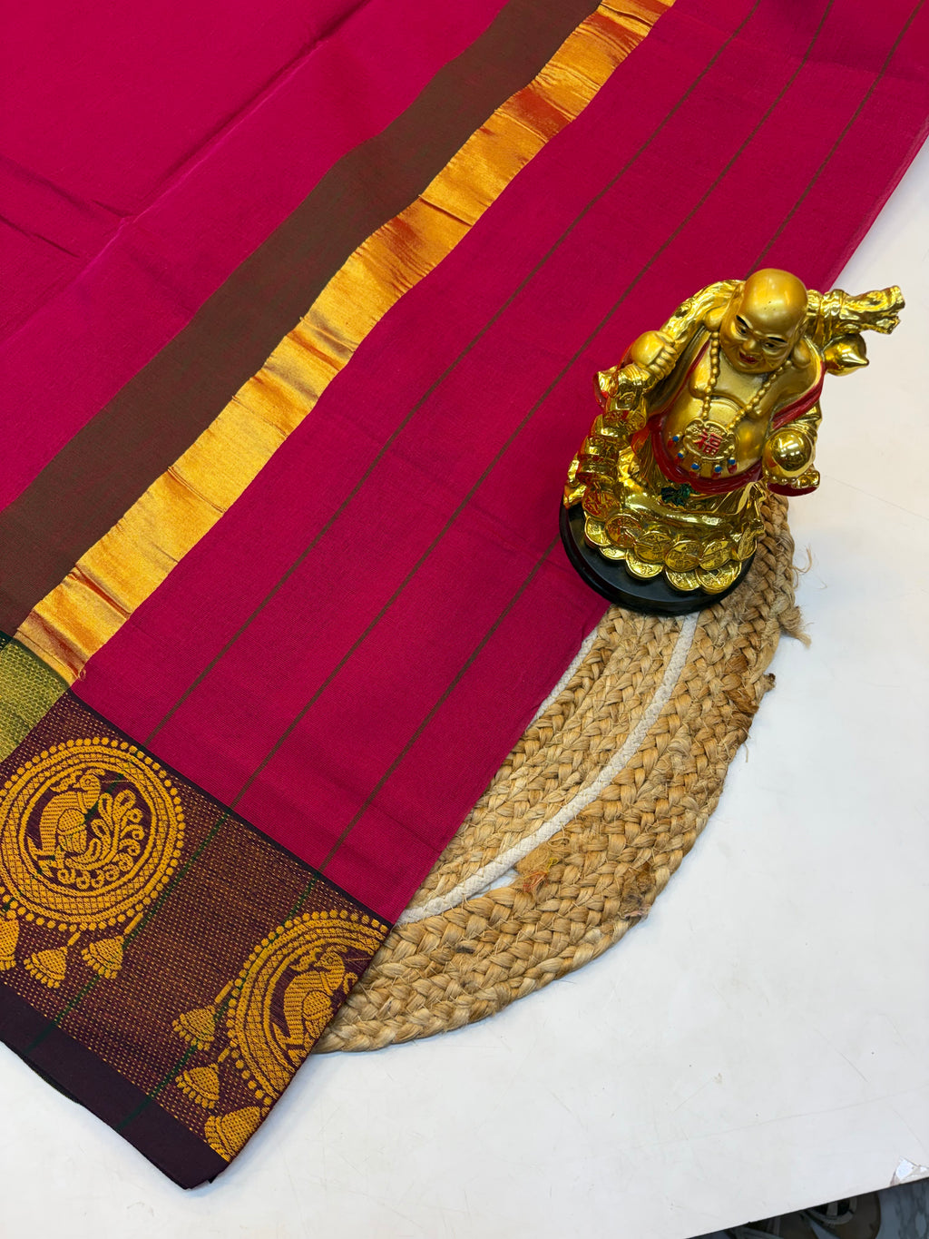Kanchi cotton saree Pink  saree Contrast Purple  Border  - KCKCS0024