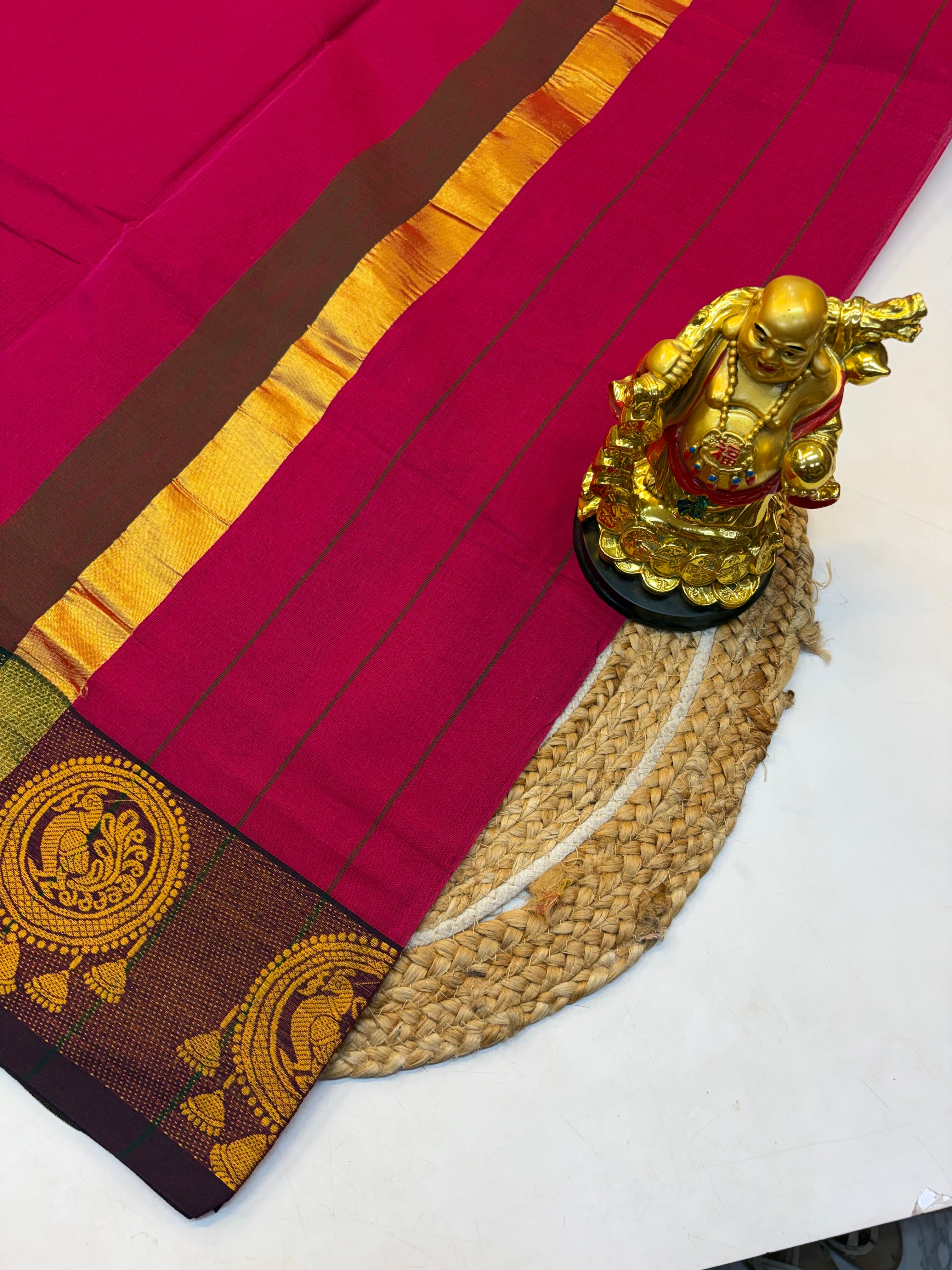 Kanchi cotton saree Pink  saree Contrast Purple  Border  - KCKCS0024