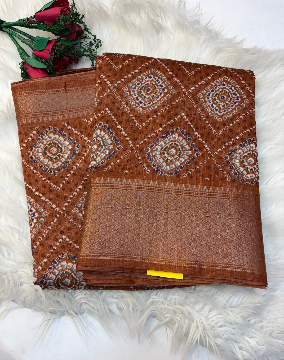 Fancy cotton blend saree with blouse and budget-friendly pricing (KCJC37)