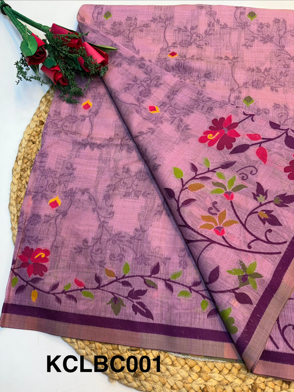 Linen Blended Cotton Saree with Blouse(KCLBC001)