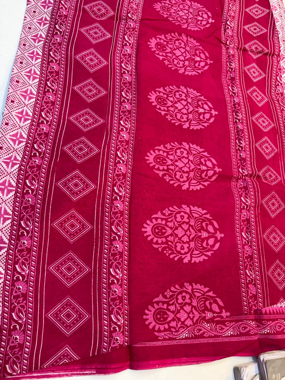 Bagru Cotton Saree with 1M Separate Blouse.(KCBCS0018)
