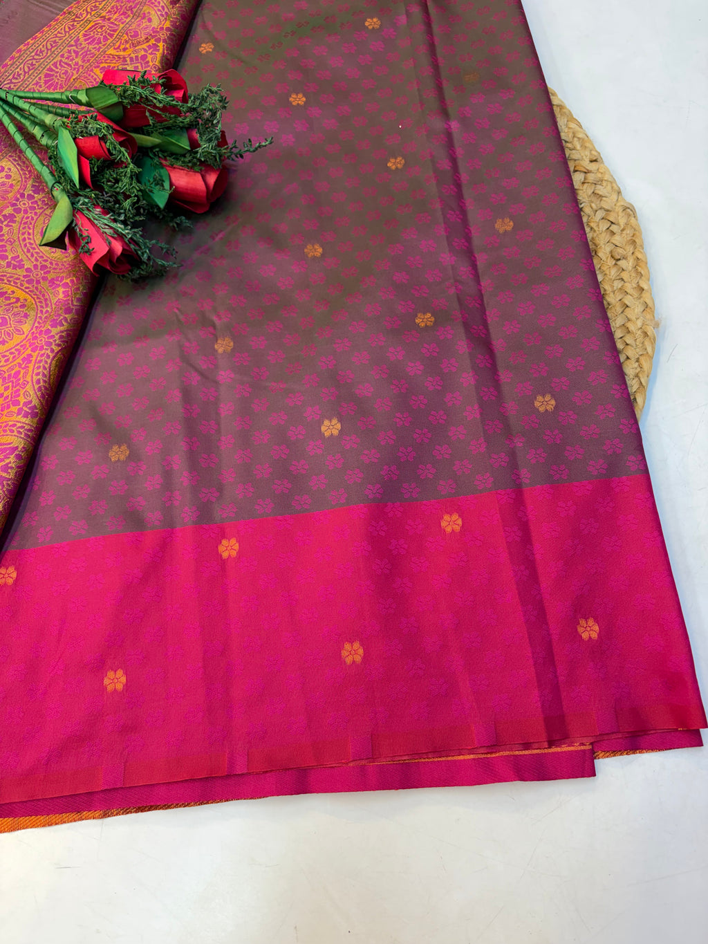 Soft Silk Saree Pastel Onion Pink Colour With Blue Border -(KCSSS15)