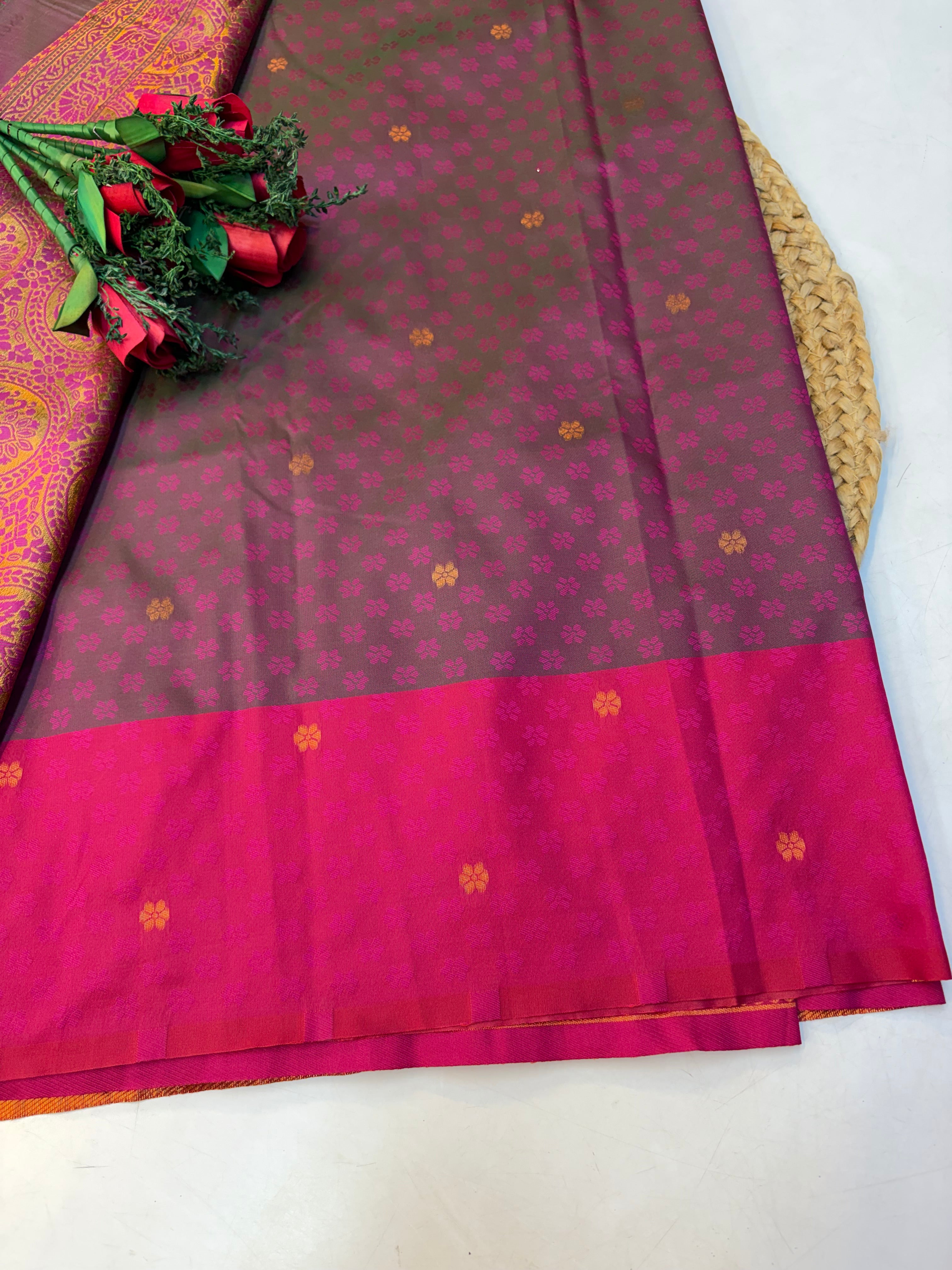 Soft Silk Saree Pastel Onion Pink Colour With Blue Border -(KCSSS15)
