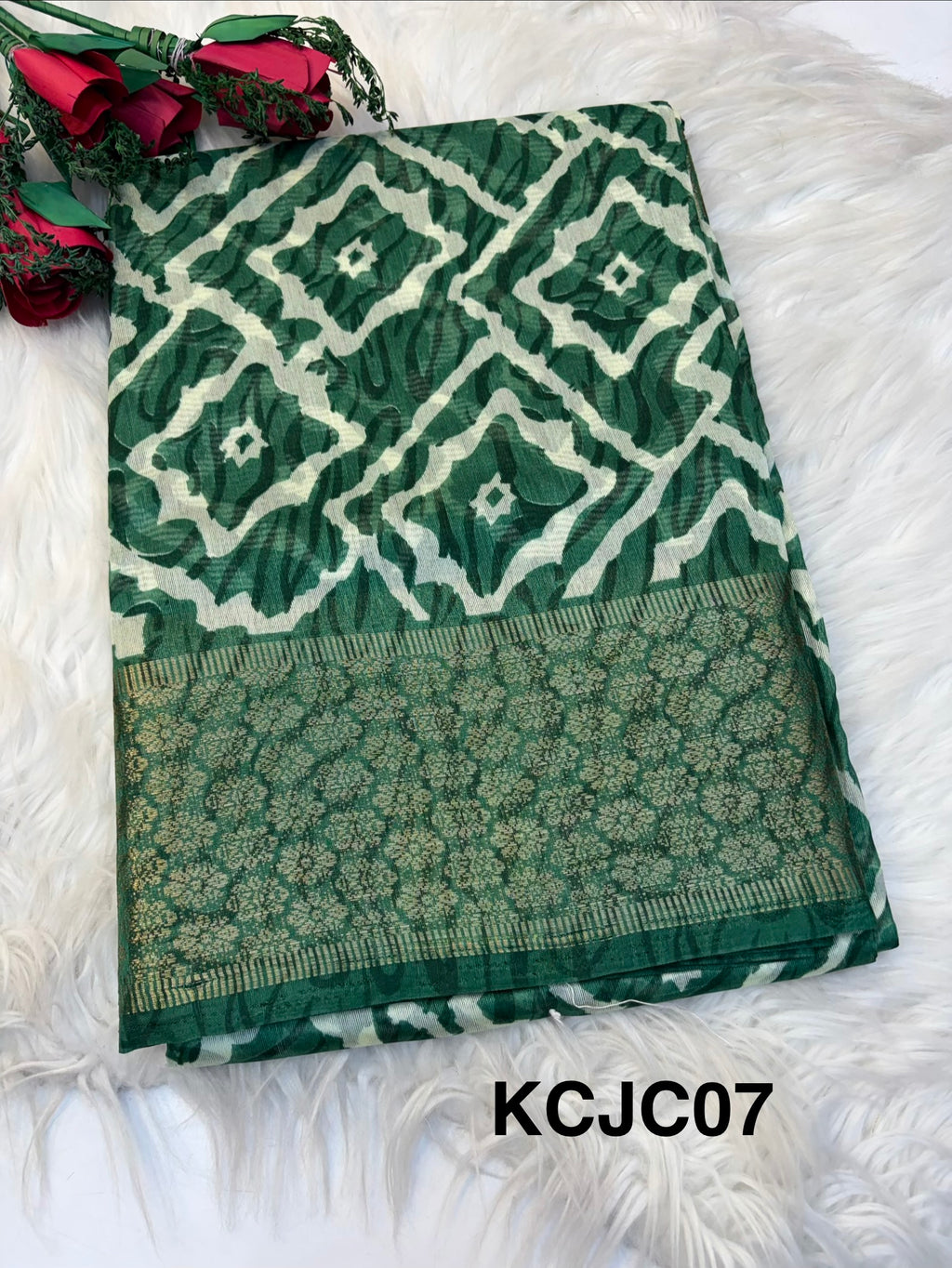 Fancy cotton blend saree with blouse and budget-friendly pricing (KCJC07)