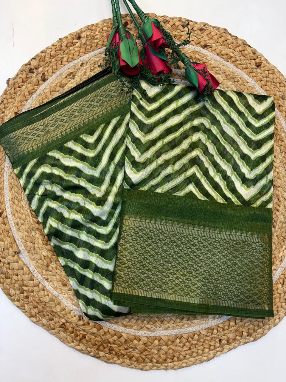Fancy Cotton Blend Saree With Blouse, Fabulous Look and Budget-friendly pricing.(KCJC06)