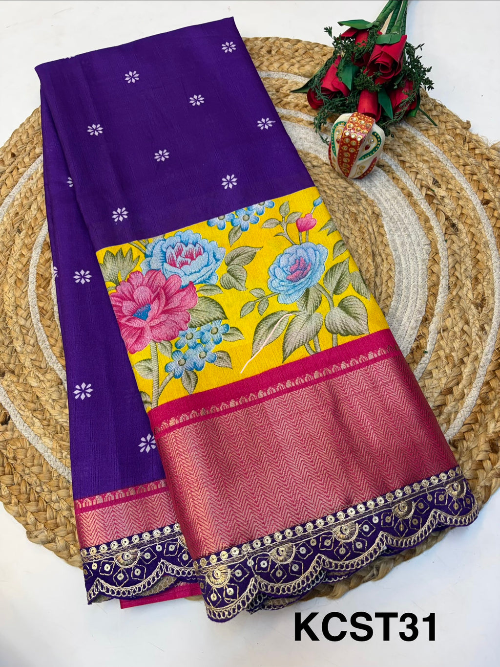 Fancy Dola Silk Saree with Blouse and Fabulous Look.(KCST31)