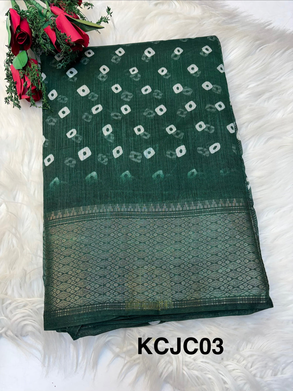 Fancy cotton blend saree with blouse and budget-friendly pricing (KCJC03)