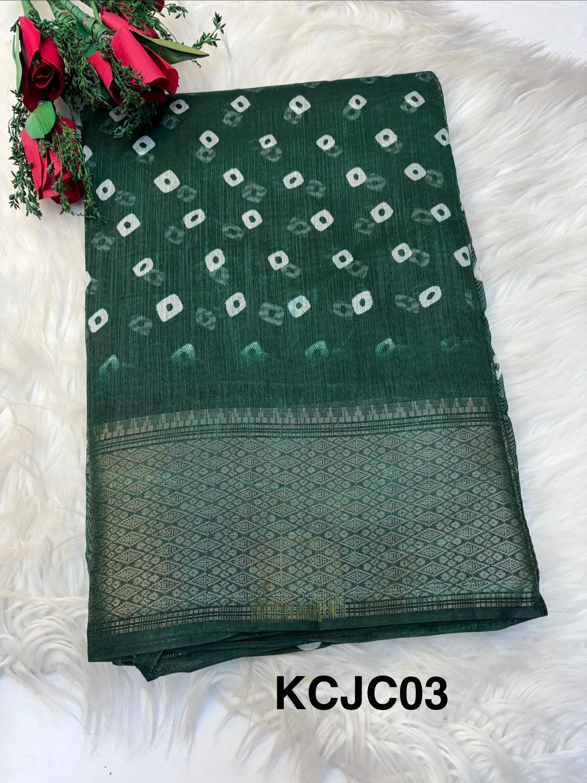Fancy cotton blend saree with blouse and budget-friendly pricing (KCJC03)