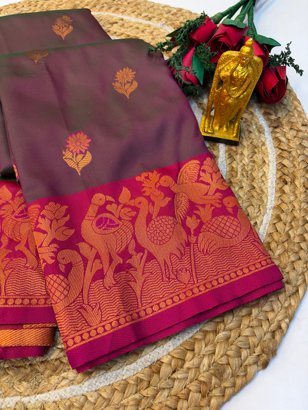 Soft Silk Saree Pastel Onion Pink Colour With Blue Border -(KCSSS15)