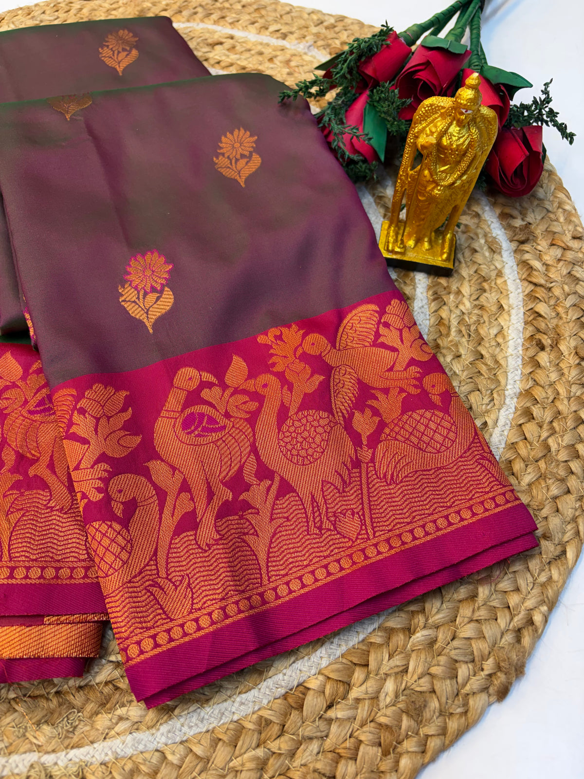 Soft Silk Saree Pastel Onion Pink Colour With Blue Border -(KCSSS15)