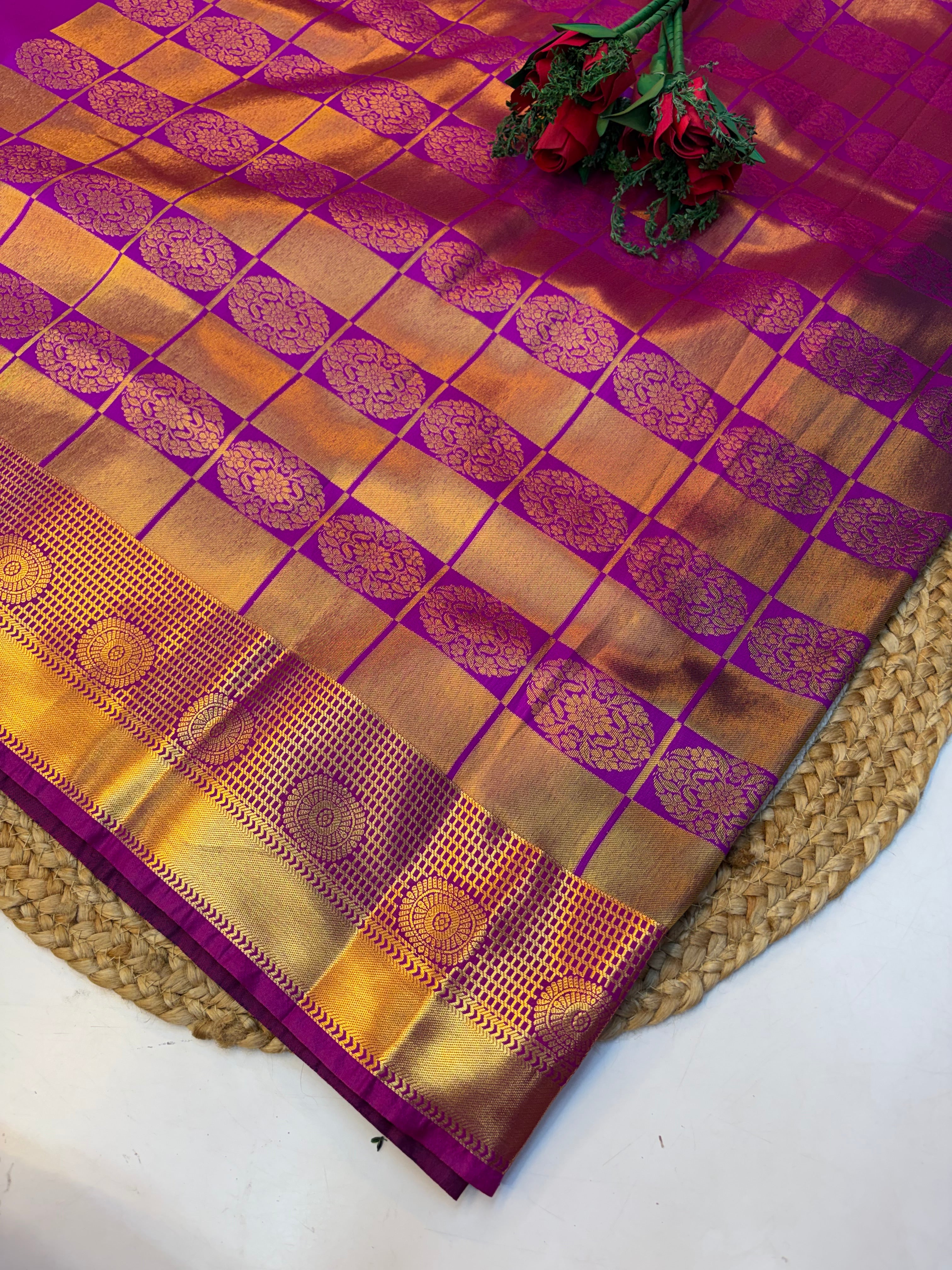 Silk Saree Pattu Dark Violet With Purple Border -(KCSSP006)
