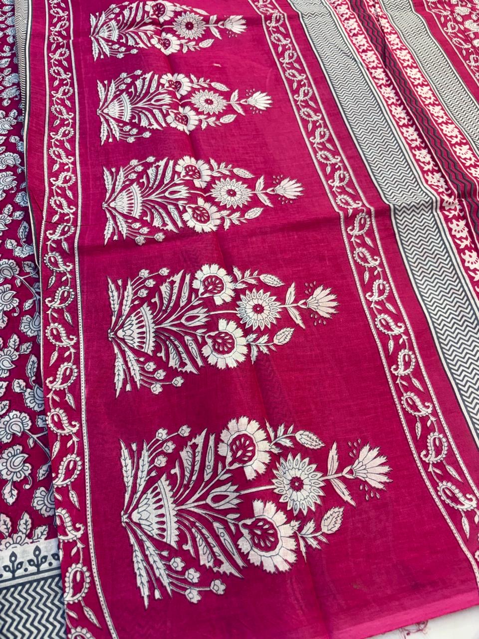 Bagru Cotton Saree with 1M Separate Blouse.(KCBCS0017)